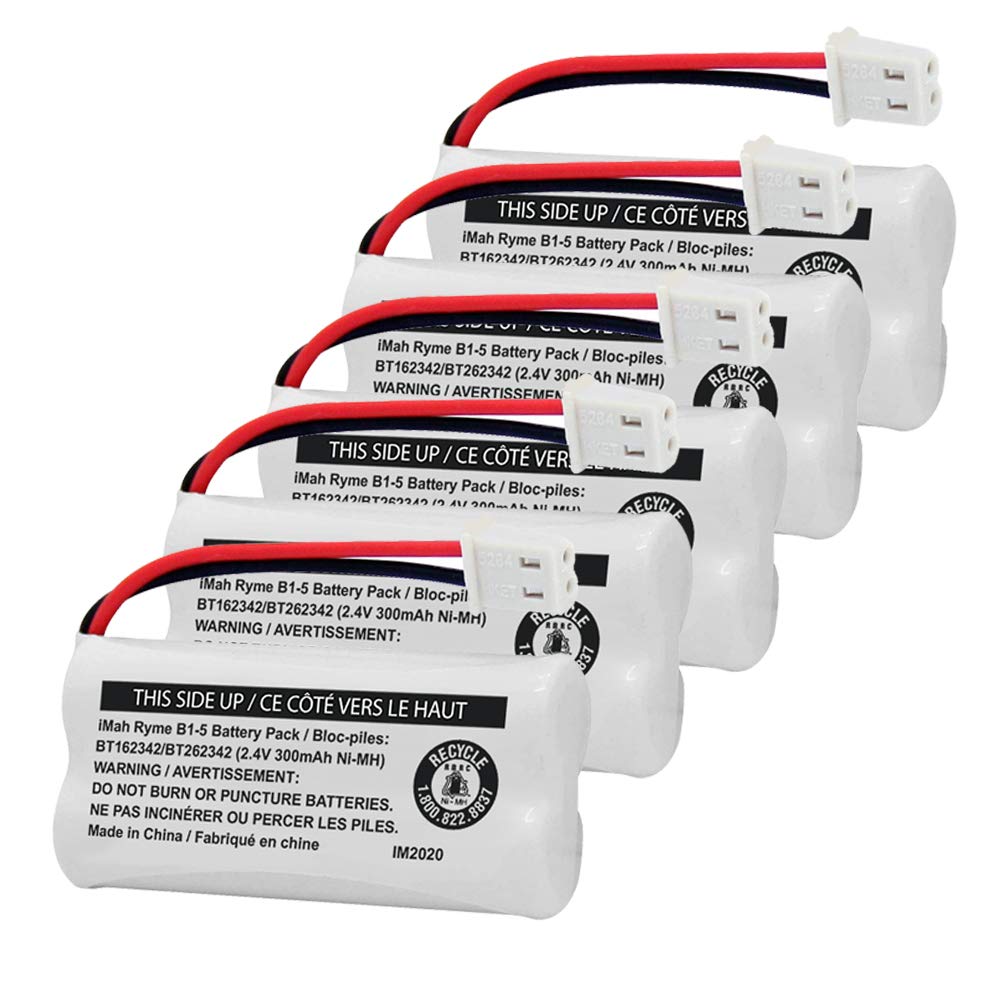 iMah BT162342/BT262342 2.4V 300mAh Ni-MH Cordless Phone Battery Pack, Also Compatible with BT183342/BT283342 AT&T EL52351 TL90070 VTech CS5119 DS6511 DS6722 LS6305 Handset, 4-Pack