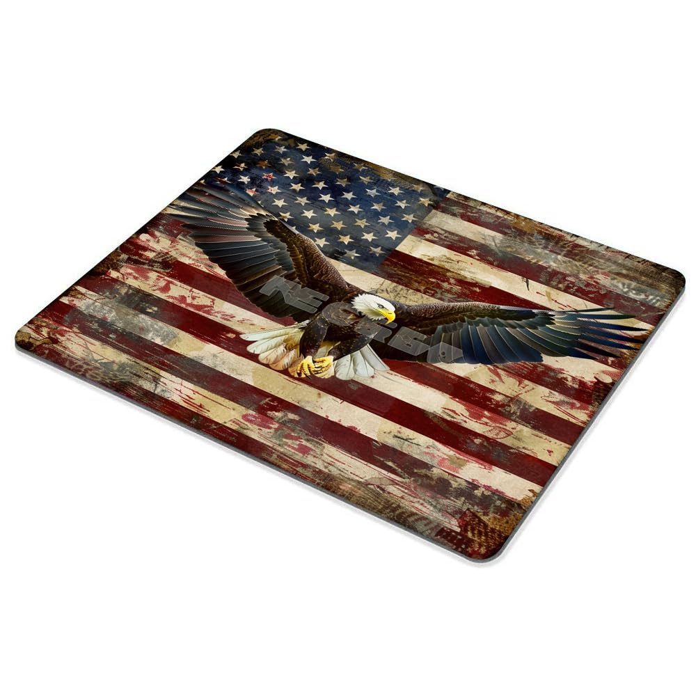 Square Mouse Pad Eagle and National Flag-1,Gaming Mouse Pads for Desk,Soft Computer Waterproof Non-Slip Mouse Mat
