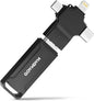 Auto Backup All Devices Photo Stick 128GB Real Capacity, iPhone USB Flash Drive & Backup Storage Memory Stick for Photos, Videos & Contacts, 4-in-1 Thumb Drive for iPhone, iPad, Android, PC, Tablets