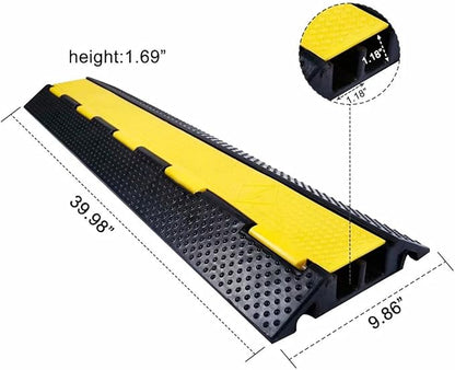 YONSHENG Rubber Cable Ramp Cord Cover Cable Protector Ramps Wire Hose Protective 2 Channel 22000Lbs Load Capacity Traffic Speed Bump for Asphalt Concrete Gravel Driveway Indoor Outdoor, 5 Pack