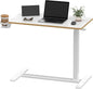 SANODESK Medical Adjustable Overbed Bedside Table with Hidden Casters, Pneumatic Mobile Laptop Computer Standing Desk Cart with Tray, Hospital and Home Use(31.5" W x 17.7" D, White)
