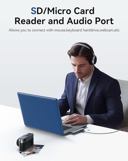 USB C Adapter HDMI USB Multiport Hub,8 in 2 Accessories with 4K@60hz HDMI,Thunderbolt 3,USB C and 3 USB A 3.0 Data Ports SD TF Card Reader, Audio (Grey)
