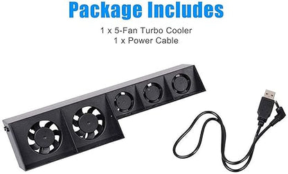 Linkhood Cooling Fan for PS4, USB External Cooler 5 Fan Turbo Temperature Control Cooling Fans for Sony PlayStation 4 Gaming Console (for PS4 ONLY)