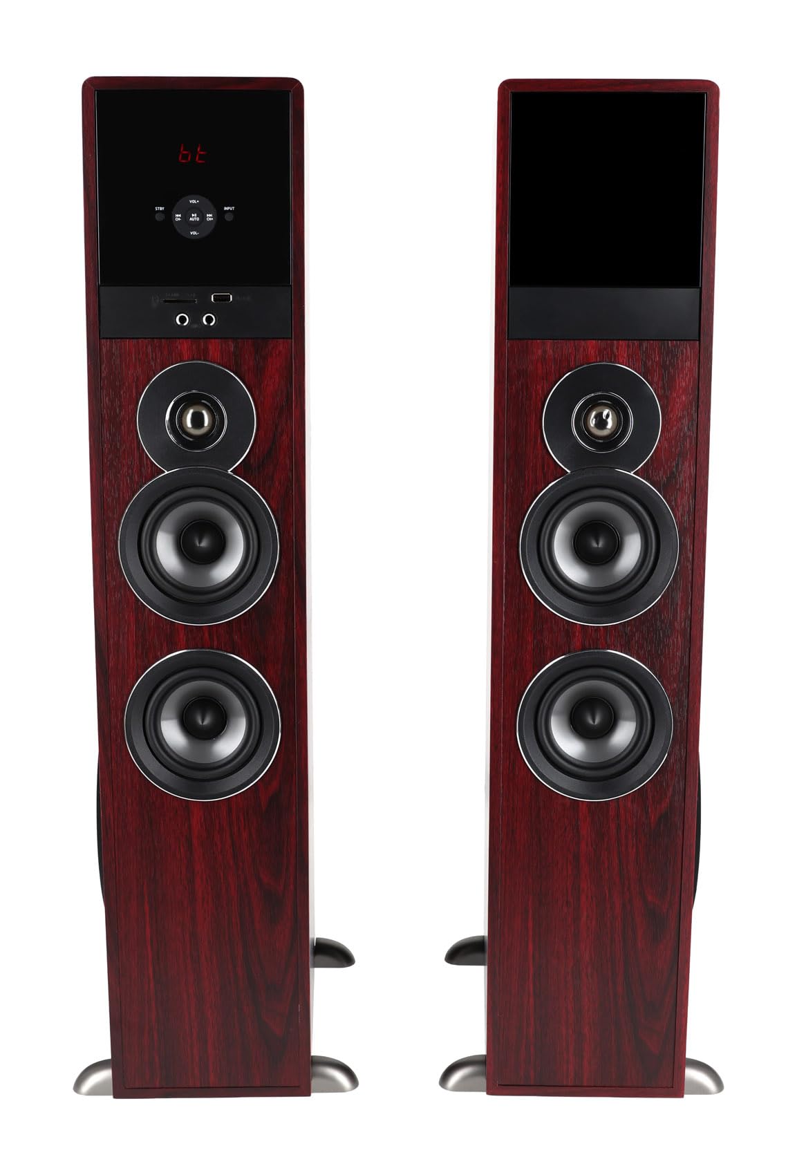 Rockville TM80C Powered Home Theater Tower Speaker System, Cherry Wood, 800W, 8" Subwoofers, Bluetooth, USB/SD Playback, FM Radio, Remote Control, Karaoke Ready, Perfect for Home Entertainment