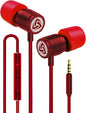 LUDOS Ultra Wired Earbuds in-Ear Headphones, 5 Years Warranty, Earphones with Microphone, Noise Isolating Ear Buds, Memory Foam for iPhone, Samsung, School Students, Kids, Women, Small Ears - Red