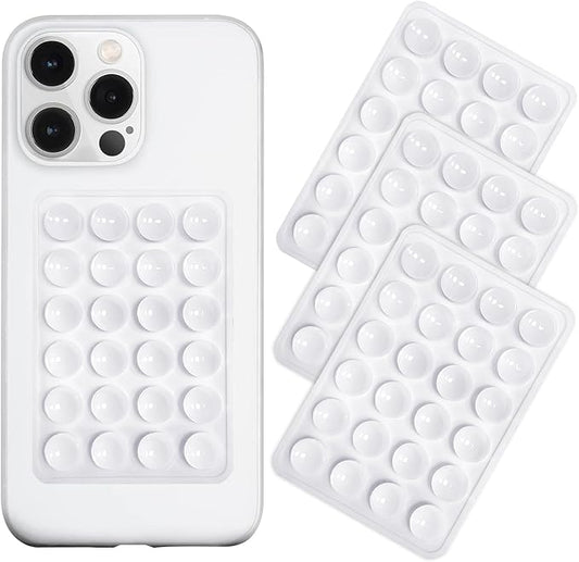 Anteel Silicone Suction Phone Case Mount 3 Pack, Silicon Adhesive Suction Cup Phone Mount, Non Slip Sticky Phone Grip for Cellphone, Strong Grip Holder for Selfies and Videos (White)