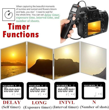PHOLSY RR90 Timer Remote Control Cable with Intervalometer for Fujifilm GFX50S X-Pro2 X-H1 X-T2 X-T1 X-T10 X-T20 X-T100 X-E2S X-E2 X-E3 X-M1 X-A20 X-A5 X-A3 X-A2 X-A1 X-A10 X100F X100T X70 X30 XQ2 XQ1