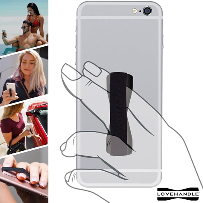 LOVEHANDLE Universal Phone Grip for Smartphones & Mini Tablets - Phone Holder for Hand - Wireless Charging Compatible - Made in The USA - Marble Rose