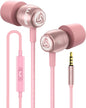 LUDOS Clamor Wired Earbuds in-Ear Headphones, 5 Years Warranty, Earphones with Microphone, Noise Isolating Ear Buds, Memory Foam for iPhone, Samsung, School Students, Kids, Women, Small Ears - Purple