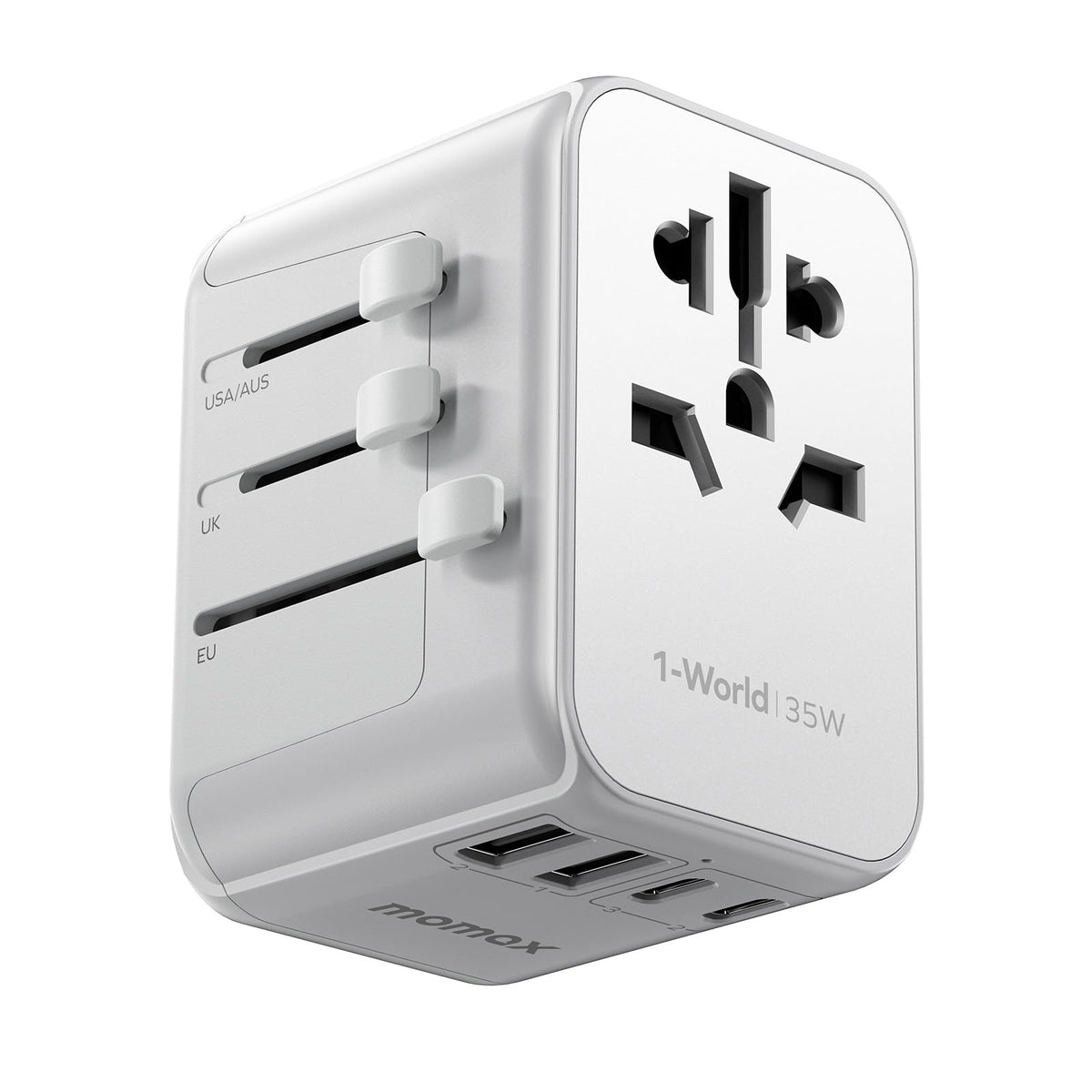 MOMAX 70W GaN Universal Travel Adapter, All-in-One Travel Charging