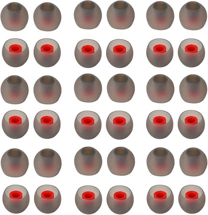 36 Pieces Large Earbud Tips Soft and Comfortable Ear Bud Replacement Pieces Silicone Fit Most in-Ear Headphones，Inner Hole 3.8mm -5.5mm，Black and Red Replacement Earbuds Silicone Tips
