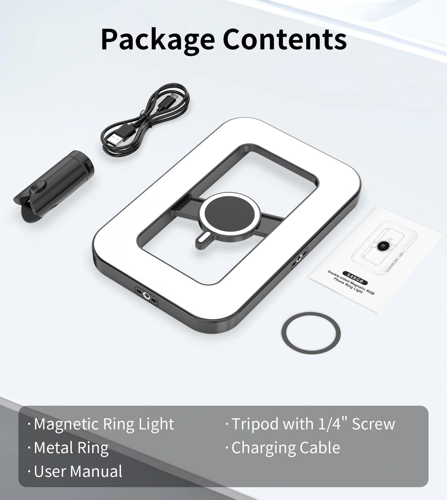 Magnetic 6000mAh Selfie Ring Light for iPhone 448LED RGB Light with Stand