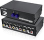 MEIRIYFA 2 Way AV RCA Switcher Splitter 2 in 1 Out, 2 Port AV RCA Switch 2-in-1 Composite Video L/R Audio Switcher Selector Box for DVD Player, Game Consoles TV Monitor Projector