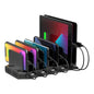 【10PCS】 Unitek Multi Charging Station, 10-Port USB Charger for Multiple Device with SmartIC Tech and Adjustable Dividers, Organizer Stand Compatible with iPad, Tablet, Kindle, iPhone - 10PCS, Black