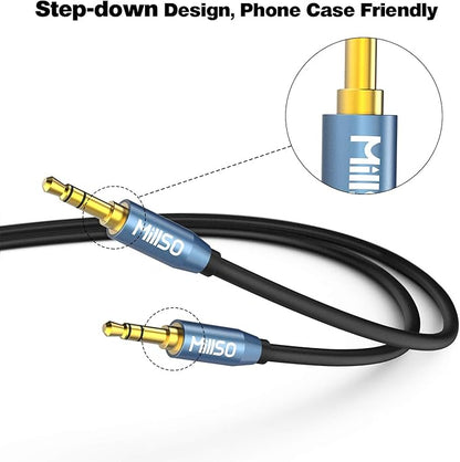 MillSO Audio Splitter, SapphireBlue&Gold-Plated 8 Feet 3.5mm Male to 2 Male Audio Splitter, TRS Stereo Jack Headphones Adapter Cable for Smartphone, Computer, Mp3, Earphone, Speakers