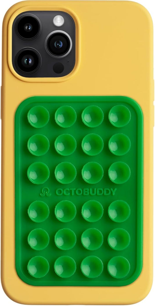 OCTOBUDDY Classic - Silicone Suction Phone Case Adhesive Mount - Hands-Free, Strong Grip Holder for Selfies & Videos - iPhone & Android Compatible - 2.25″ x 3.25″, Spade Green