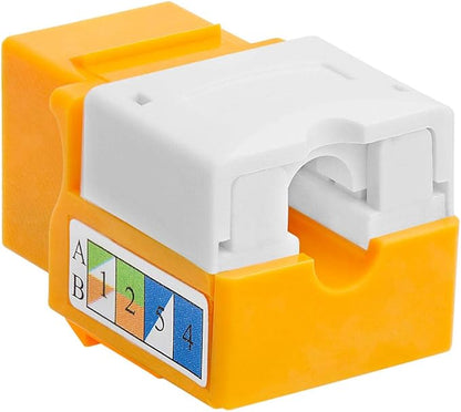 Cmple - 10 Pack Cat6 Keystone Jack Insert Punch Down RJ45 Connectors RJ45 Keystone Jack 90 Degree Female for Wall Plates, Patch Panels, Patch Cables, Ethernet Cables - Yellow