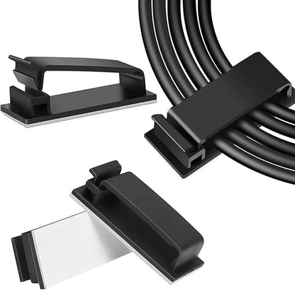 Adhesive Cable Clips Holder, Outdoor Light Clips, Black Cord Wire Clips, Sturdy Nylon Cord Wall Finisher Wire Clamp for Home, Car, Office Desk Wire Management (Black, XL-80 PCS)