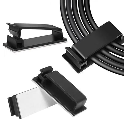 Adhesive Cable Clips Holder, Outdoor Light Clips, Black Cord Wire Clips, Sturdy Nylon Cord Wall Finisher Wire Clamp for Home, Car, Office Desk Wire Management (Black, XL-80 PCS)