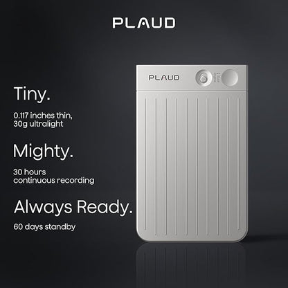 Plaud Note AI Voice Recorder, Voice Recorder w/Case, App Control, Transcribe & Summarize with AI Technology, Support 112 Languages, 64GB Memory, Audio Recorder for Lectures, Meetings, Calls, Silver