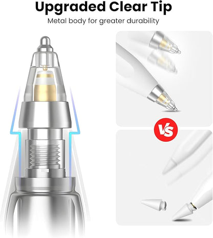Delidigi 4 Packs Replacement Tips Compatible with Apple Pencil Pro/2nd Generation/1st Gen/USB-C, Metal Body Precise Control Pen Like iPencil Tips Nibs