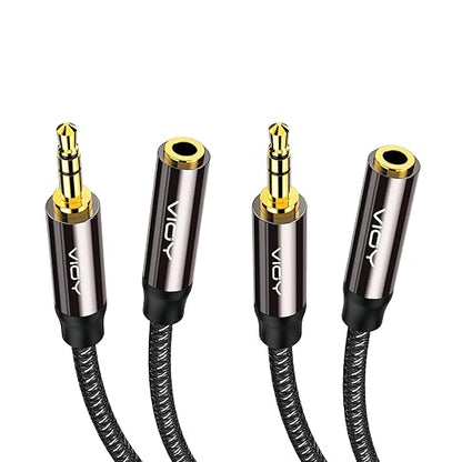 VIOY 2 Pack Headphone Extension Cable 10 FT, 3.5 mm Male to Female Stereo Audio Cable Nylon Braided Aux Cord for Smartphones, Tablets, Media Player