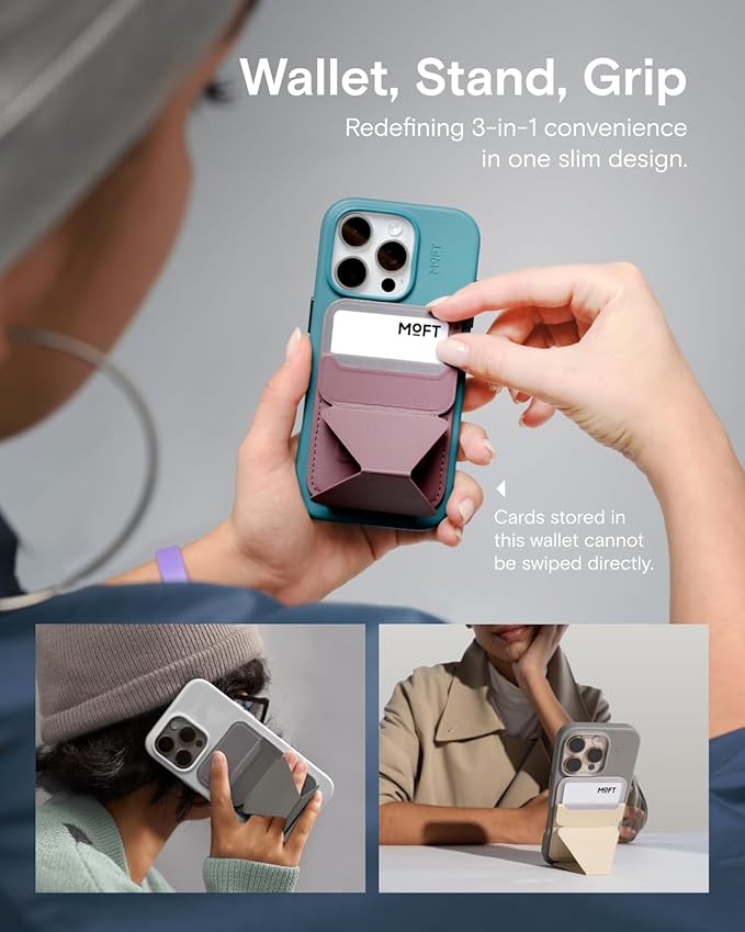 MOFT Magnetic Wallet Stand Compatible with iPhone 16/15/14/13/12 Series, Angle Adjustment & Magsafe Compatible MOVAS Phone Stand,Jungle
