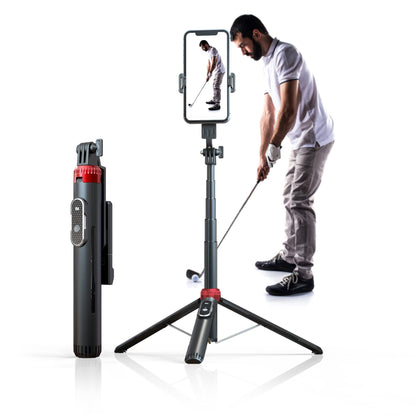 EUG-PRODUCTS 62" Phone Tripod & Selfie Stick for Golf Training, Extendable Cell Phone Tripod Stand with Wireless Remote and Phone Holder, Golf Training Aid - Compatible with iPhone Android iPhone