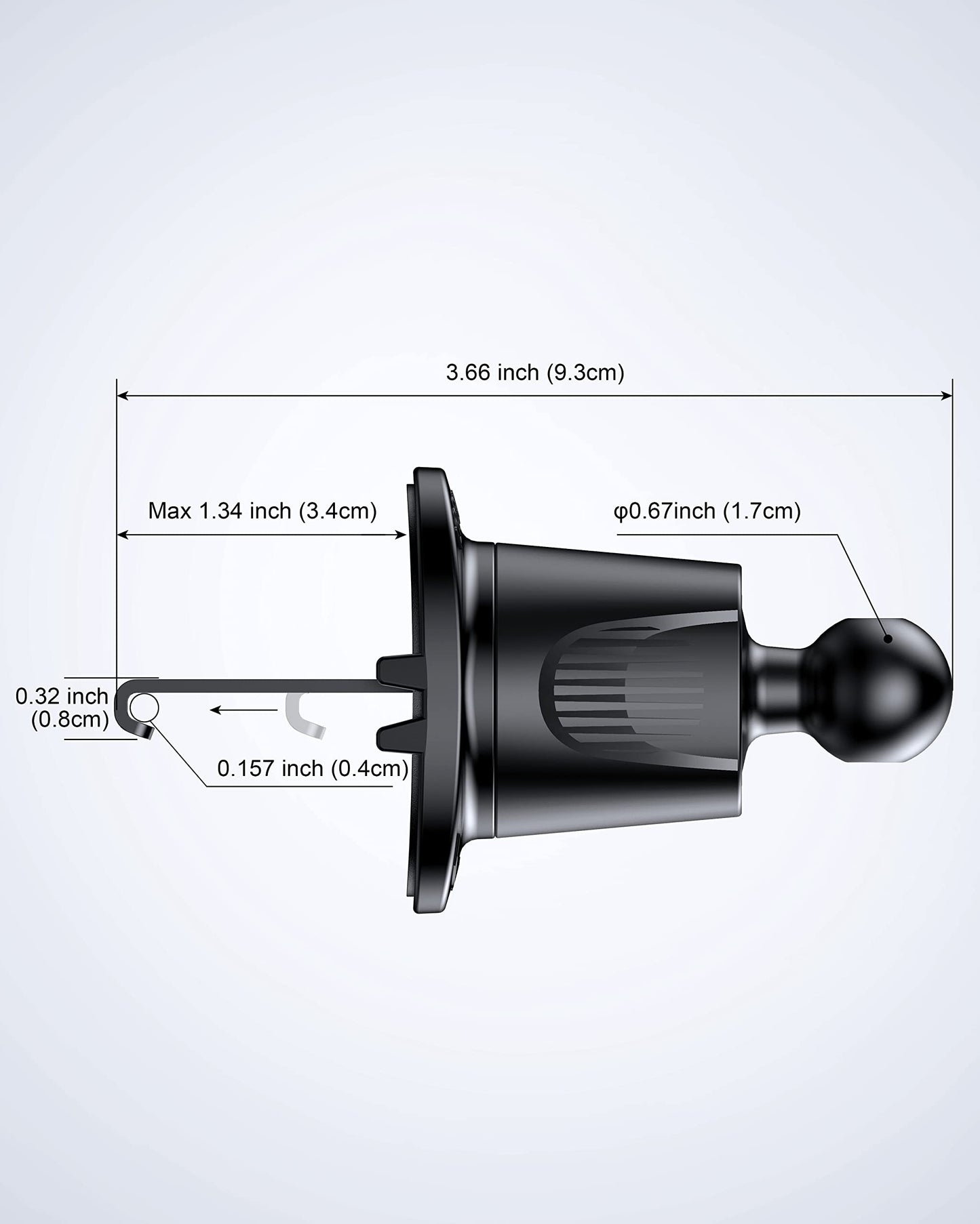 Air Vent Car Phone Holder, Adjustable Wide Clamp, Metal Hook, Anti-Shake