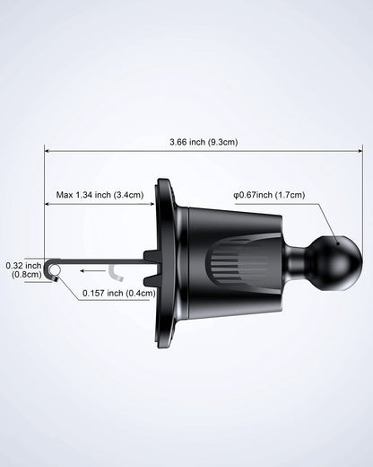 Air Vent Car Phone Holder, Adjustable Wide Clamp, Metal Hook, Anti-Shake