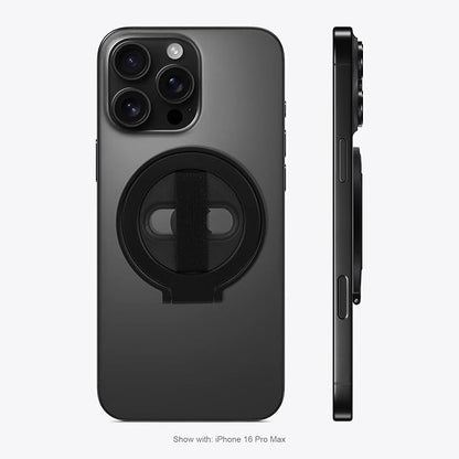 Grat 2 Magnetic Phone Grip Kickstand, [Elastic Finger Strap] Phone Loop Holder, Dual-Sided Magnet Ring Stand Compatible with Magsafe Series iPhone 16 15 14 13 12 Pro max, Black