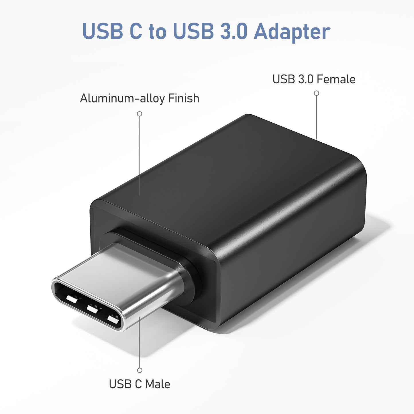 Basesailor USB C to USB Adapter 3Pack,USBC Male to USB 3.0 Female Converter