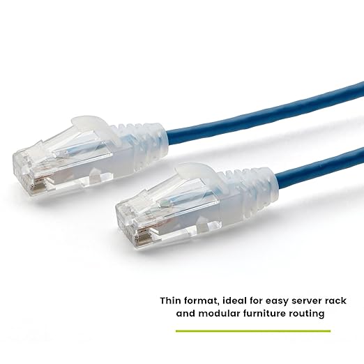 TRUECABLE Cat6 Component Rated Patch Cable, Unshielded (U/UTP), 1ft, Blue, 28AWG Solid Copper, Snagless 10G High-Speed Ethernet Cable, PoE++ 4PPoE 100W, UL Listed, RoHS-3, 1 Pack