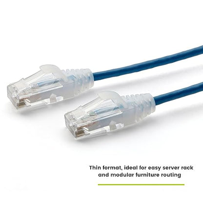 TRUECABLE Cat6 Component Rated Patch Cable, Unshielded (U/UTP), 3ft, Blue, 28AWG Solid Copper, Snagless 10G High-Speed Ethernet Cable, PoE++ 4PPoE 100W, UL Listed, RoHS-3, 5 Pack
