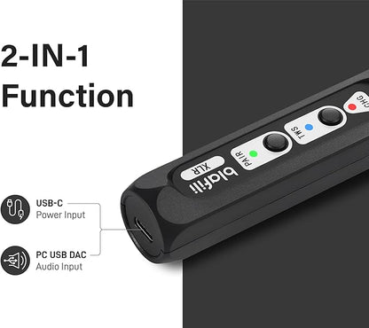 XLR Portable Bluetooth v5.1 Music Receiver, aptX HD aptX Low Latency AAC SBC TWS, Rechargeable Battery 10hrs Long Playtime, USB-C DAC for Mixing Console Desk, Audio Mixer, PA DJ System