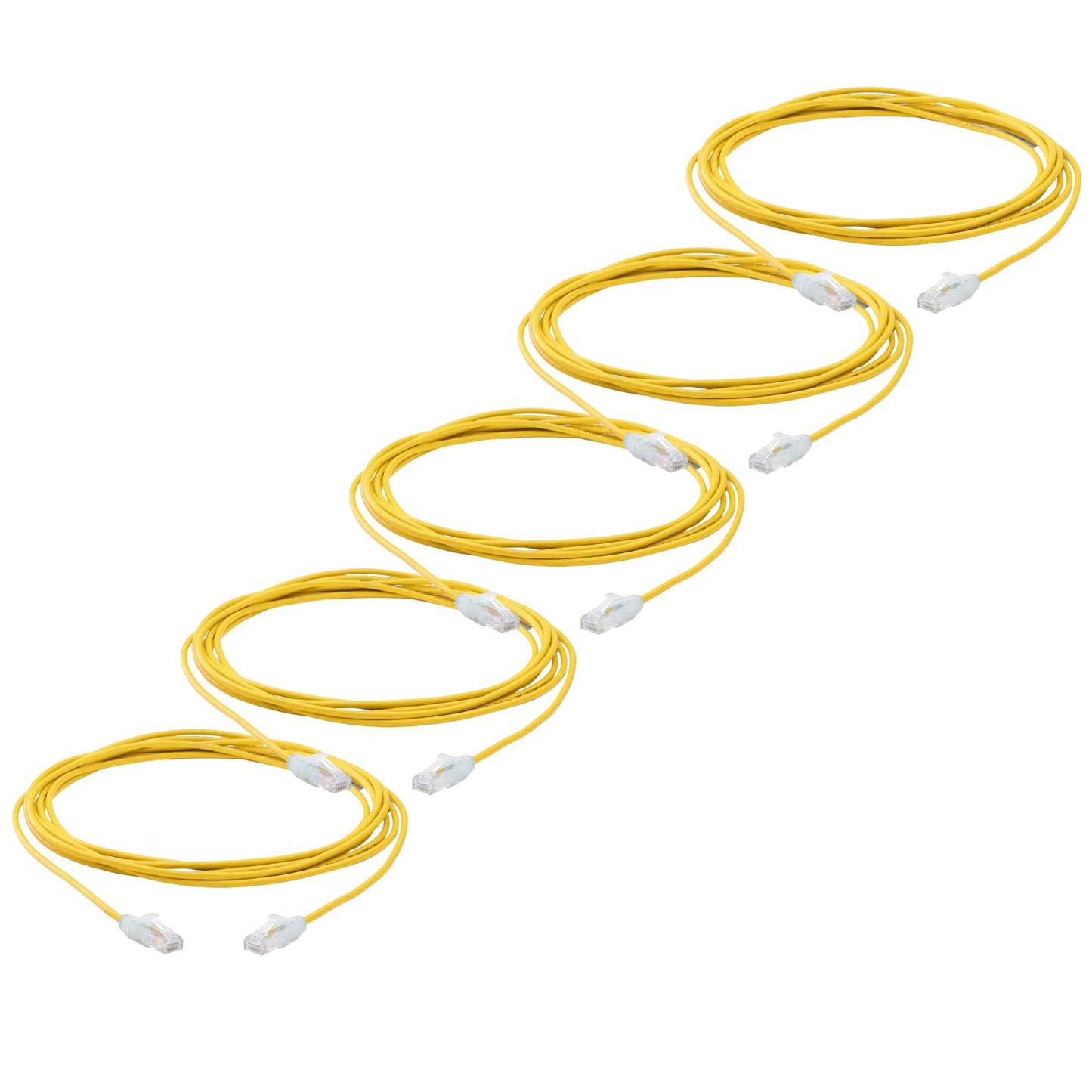 TRUECABLE Cat6 Component Rated Patch Cable, Unshielded (U/UTP), 14ft, Yellow, 28AWG Stranded Pure Copper, Snagless 10G High-Speed Ethernet Cable, PoE++ 4PPoE 100W, UL Listed, RoHS-3, 5 Pack
