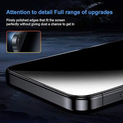 OneFish for iPhone 16 Pro Max Privacy Screen Protector, 4-Way 360° Anti-Spy Tempered Glass, 9H Hardness, HD Clear Anti-Fingerprint 3D Curved Edges, Case-Friendly & Easy Installation [2 Pack]