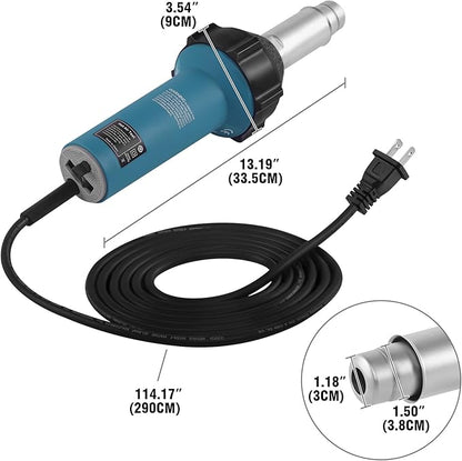 Iglobalbuy 110V 1600W Hot Air Plastic Welding Welder, Handheld Hot Air Vinyl PVC TPO Heating Welding Gun w/Nozzles Adjustable Temperature Roofing Welder Kit