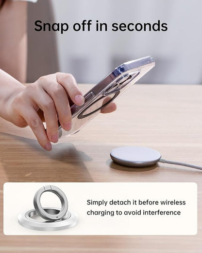 SYNCWIRE Phone Ring Holder Grip for MagSafe, 360° Rotation Magnetic Cell Phone Grip Stand Two-Sided Magnetic Compatible with iPhone 16 15 14 13 12 Pro Max fits MagSafe Accessories - White