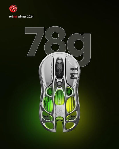 GravaStar Wireless Gaming Mice Mercury M1 Pro, Lightweight Magnesium Alloy Gaming Mouse, 26,000 DPI, PAW3395DM Sensor, Tri Mode Connection, Support 4K, Up to 200 Hours Battery Life