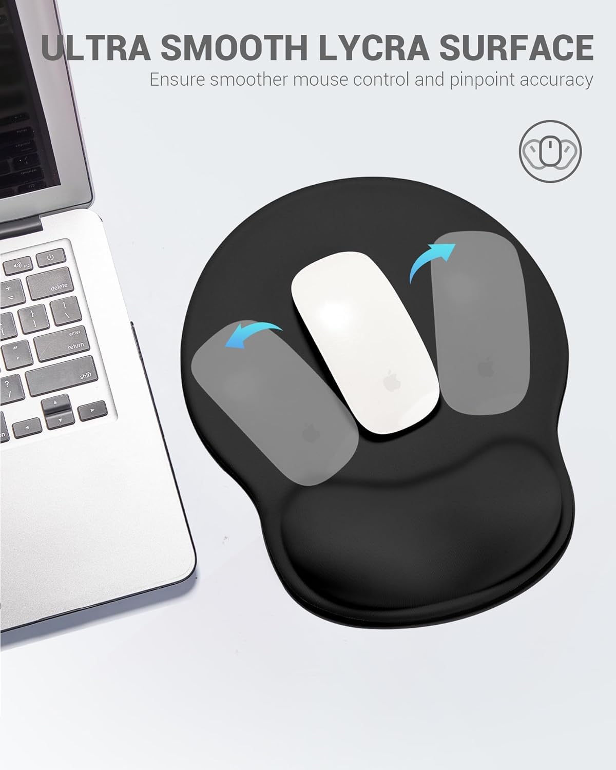 Laborio Ergonomic Mouse Pad with Wrist Rest, Large Mousepad(10.6'' x 9''), Wrist Support Mouse Mat with Non-Slip Base, Pain Relief for Laptop & Computer (Black)