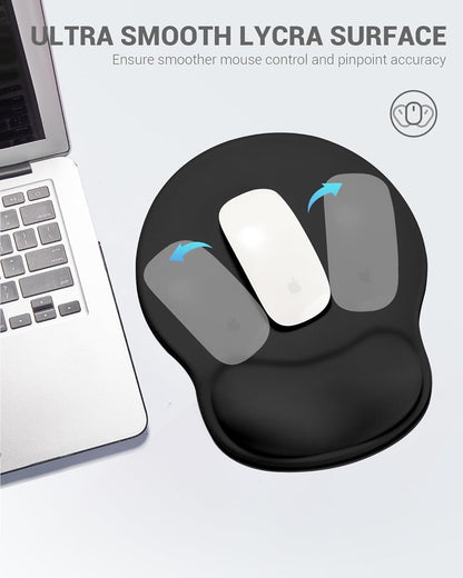Laborio Ergonomic Mouse Pad with Wrist Rest, Large Mousepad(10.6'' x 9''), Wrist Support Mouse Mat with Non-Slip Base, Pain Relief for Laptop & Computer (Black)