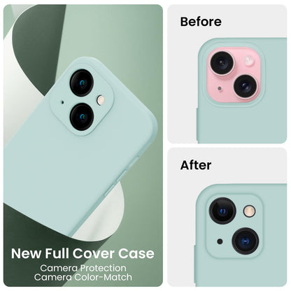 FireNova Designed for iPhone 15 Case, Silicone Upgraded [Camera Protection] Phone Case, Soft Anti-Scratch Microfiber Lining Inside, 6.1 inch, Mint Green