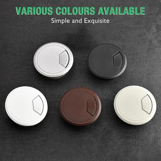 5 Pcs Desk Grommet 2" / 50 mm, Desk Cord Hole Cover, Cable Grommet ABS Plastic, Desk Hole Grommet for Home & Office Pc, Detachable Adjustable Cable Cord Organizer-Reddish Brown