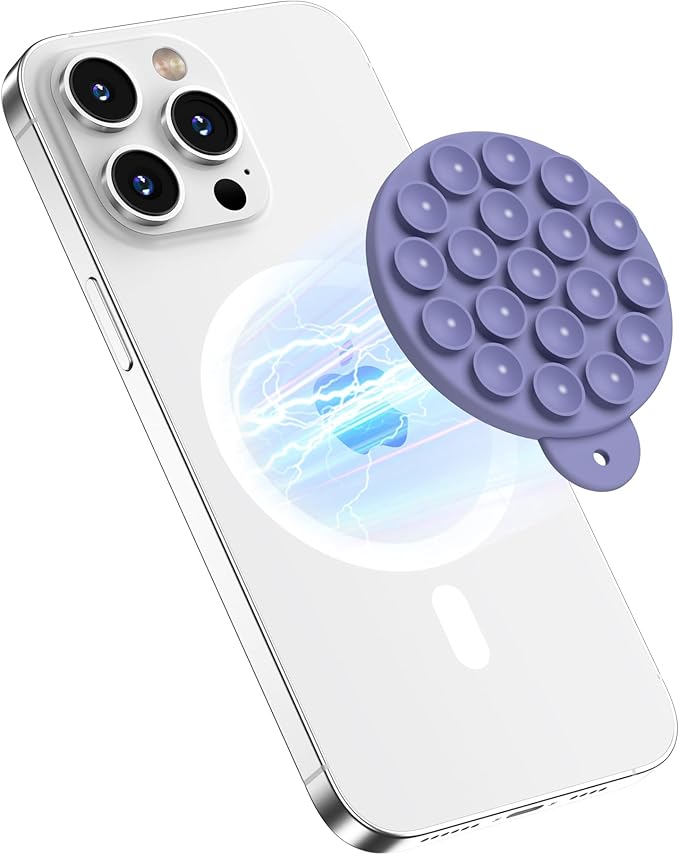 HSAOHD Magnetic Suction Cup Phone Mount, Compatible with MagSafe, Silicone Octo Cup Buddy Sticky Grip Holder for iPhone and Android, Removable Hands-Free Phone Stand Selfie/Video for TikTok, Red
