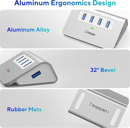 USB 3.0 Hub,Aluminum 4 Port USB Data Hub 3.0 Multi USB Port Expander Dongle USB Extension Multiport Adapter with 3.3ft Cable USB Splitter for Laptop, PC/Xbox/Flash Drive/Printer/Camera/Keyborad/Mouse