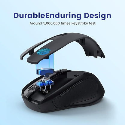 Wireless Mouse, D-09 Computer Mouse USB Cordless Mice for Laptop, Ergo Grips, Lightspeed 5-Level 2400 DPI, 16 Months Battery, Portable for PC Mac Chromebook (2Pack)