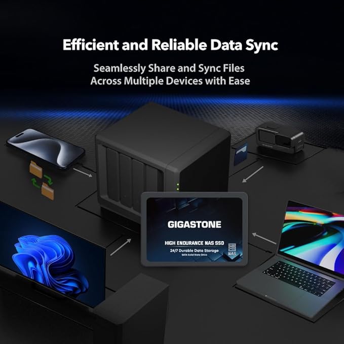 Gigastone 1TB NAS SSD Drive (12-Pack) 24/7 Durable TLC High Endurance RAID Data Storage Network Attached Storage 2.5" SATA Internal Solid State Hard Drives