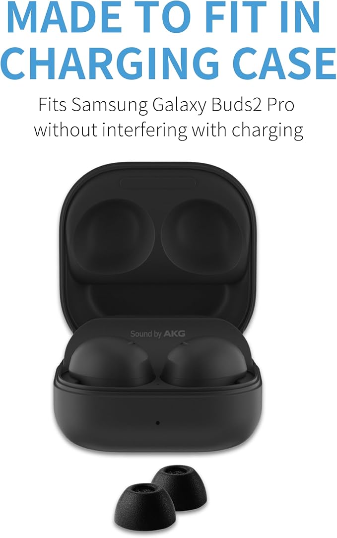 Comply TrueGrip | Premium Memory Foam Replacement Earbud Tips for Samsung Galaxy Buds2 Pro | Enhanced Comfort, Secure Fit, Superior Noise Isolation, Cleaning Tool | Black, Large (3 Pairs)