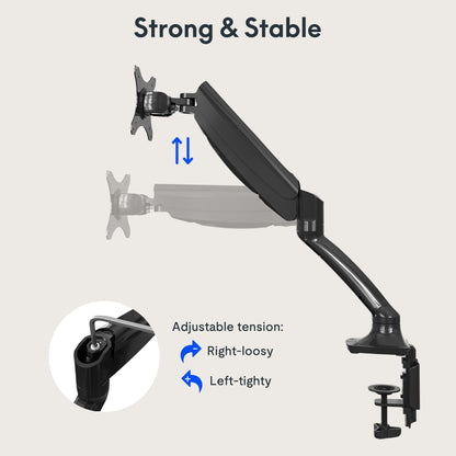 FlexiSpot Single Monitor Stand - Adjustable Spring VESA Mount with C Clamp for 17 to 30 Inch Computer Screens - Heavy Duty Monitor Arm Holds up to 3.3 to 11lbs